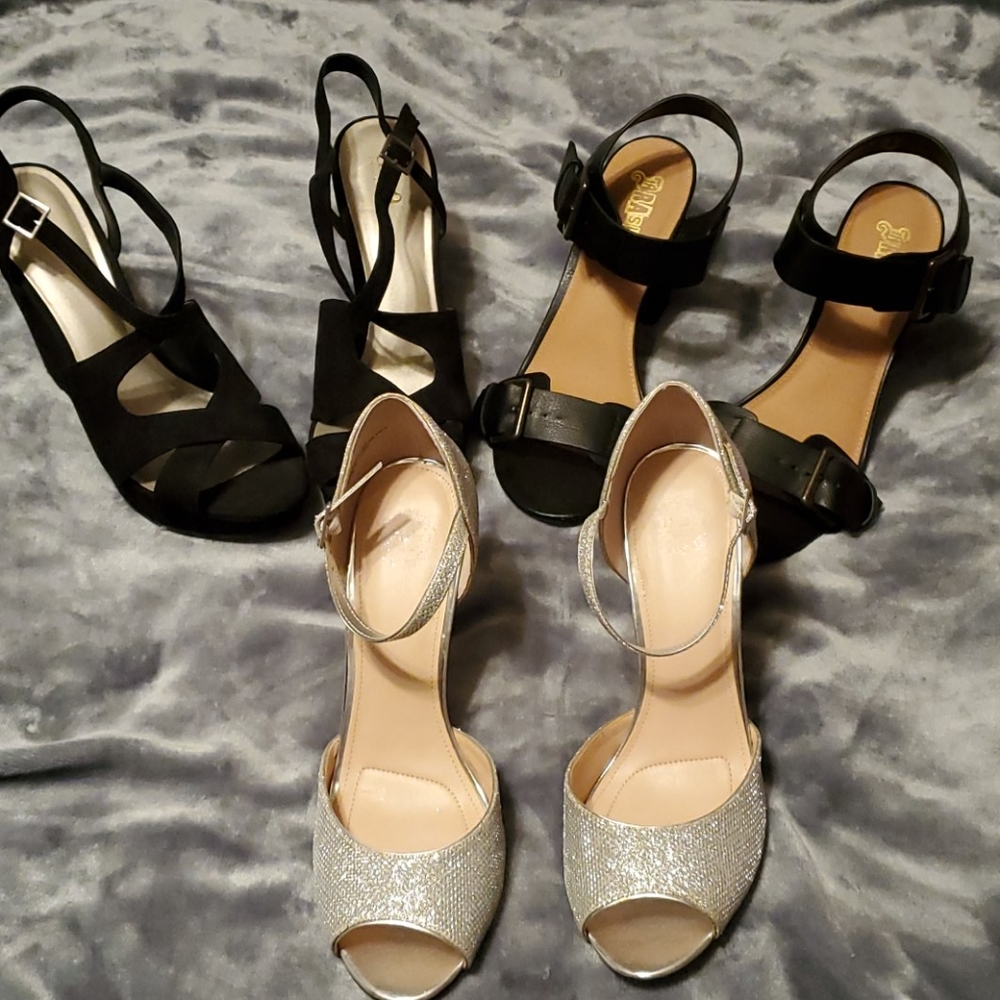 Lot of Three Women's Open Toed Dress Shoes Sz 10